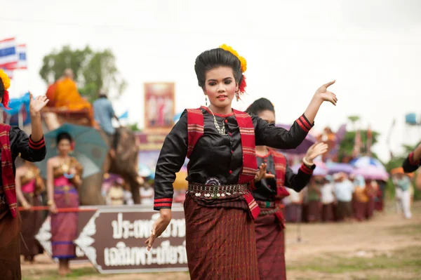 Group of traditional dancing in Ordination parade on elephant\'s