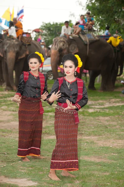 Group of traditional dancing in Ordination parade on elephant\'s