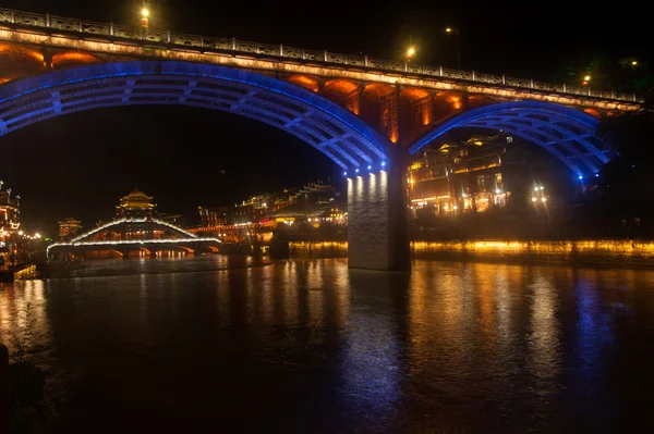 Night scenery of the Phoenix town ( Fenghuang ancient city ).