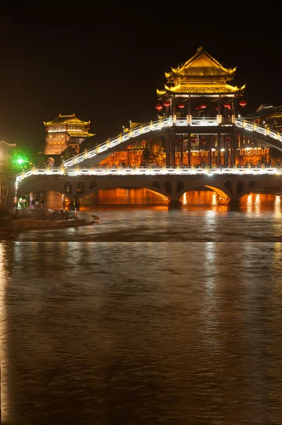 Night scenery of the Phoenix town ( Fenghuang ancient city ).