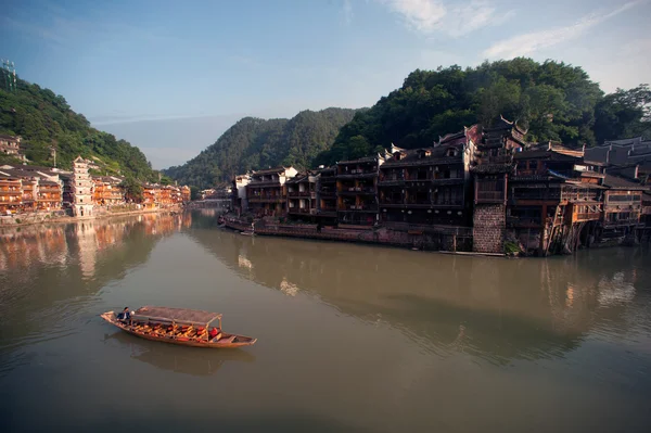 Travel boat waiting passenger in Fenghuang ancient city.