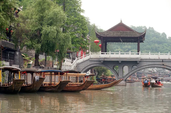 Travel boat waiting passenger in Fenghuang ancient city.