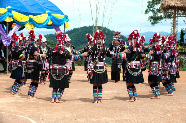 Hill tribe dancing in Akha Swing Festival.