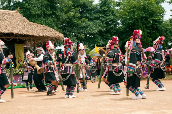 Hill tribe dancing in Akha Swing Festival.