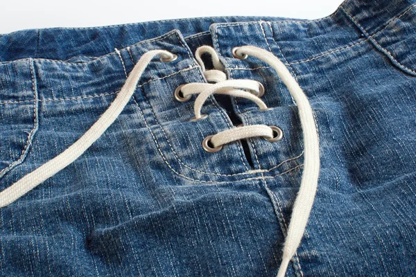 Jeans skirt with lacing close up