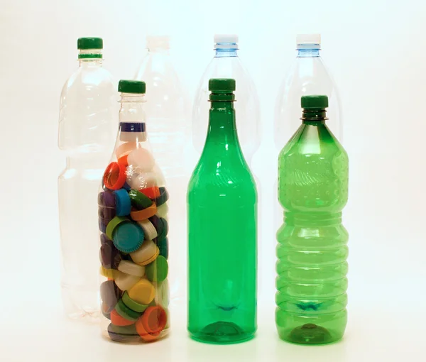 Plastic bottles and cups for recycling