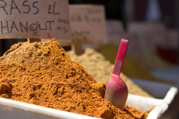 The vibrant color of the spice in the Eastern markets