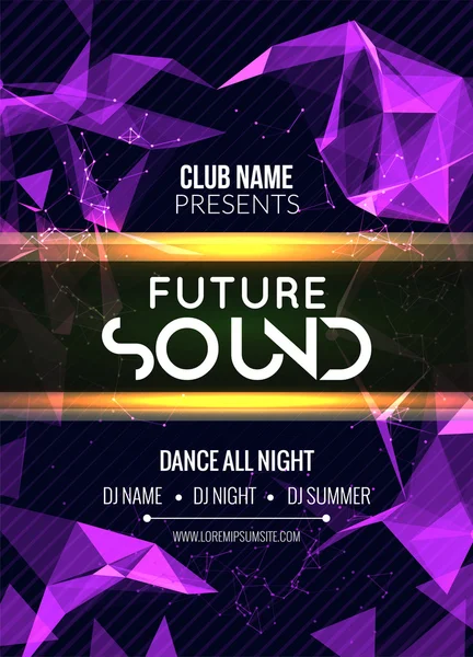 Modern Future Sound Party Template, Dance Party Flyer, brochure. Night Party Club sound Banner Poster