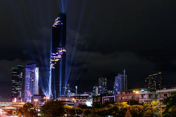 Lighting show in Grand opening  Mahanakhon tower in night time