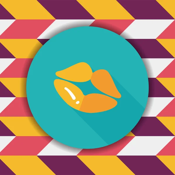 情人节那天嘴唇扁平图标与长长的影子,eps10 