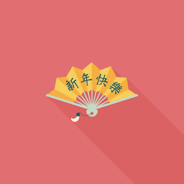 Chinese New Year flat icon with long shadow,eps10, Folding fan w