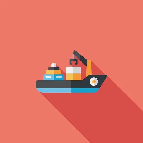 Transportation Container ship flat icon with long shadow,eps10