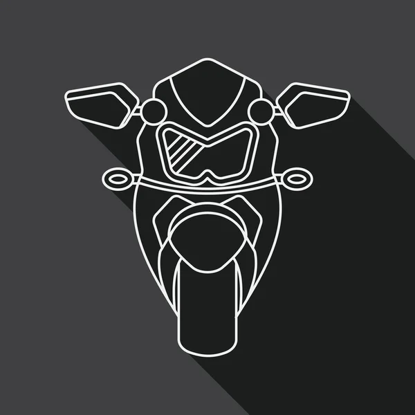 Transportation motorcycle flat icon with long shadow, line icon