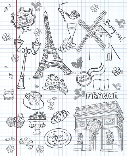 Set of images of various attractions, Paris, FranceSet of images of various attractions, Paris, France. Black contour