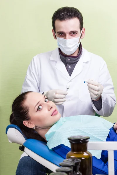Patient afraid the dentist injection