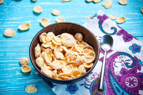 Cornflake cereal in bowl