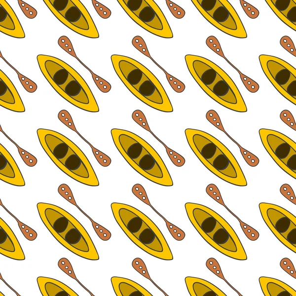 Seamless pattern with kayak