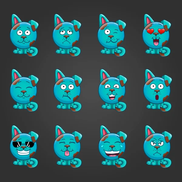 Set cute cartoon dog with different emotions