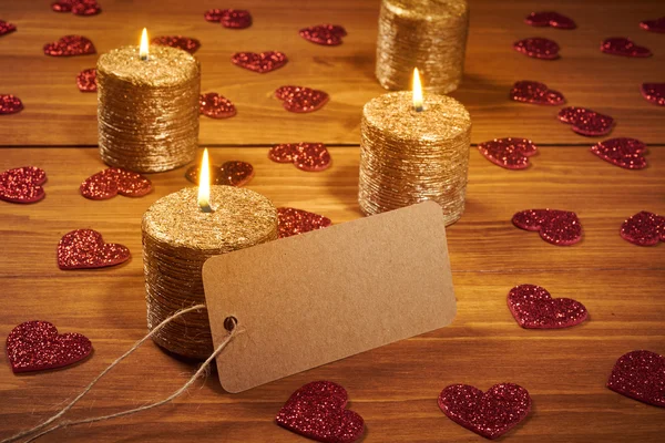 Candle for Valentine day with red heart