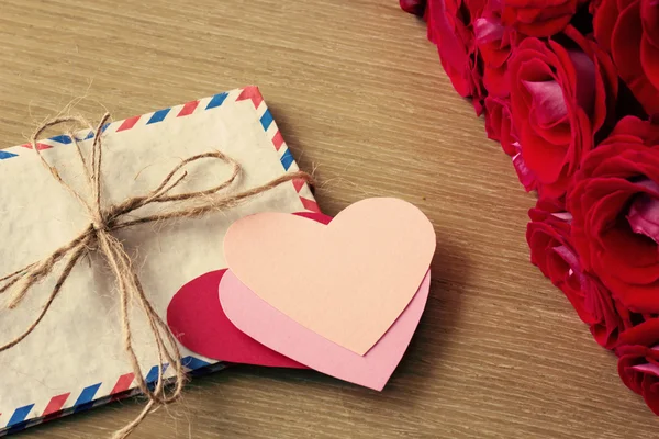 Vintage envelopes, roses and hearts