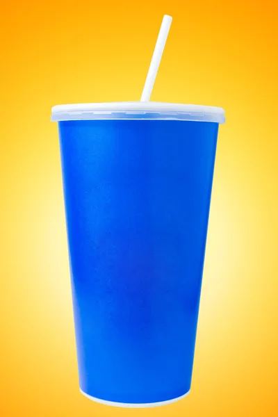 Blue disposable cup close up