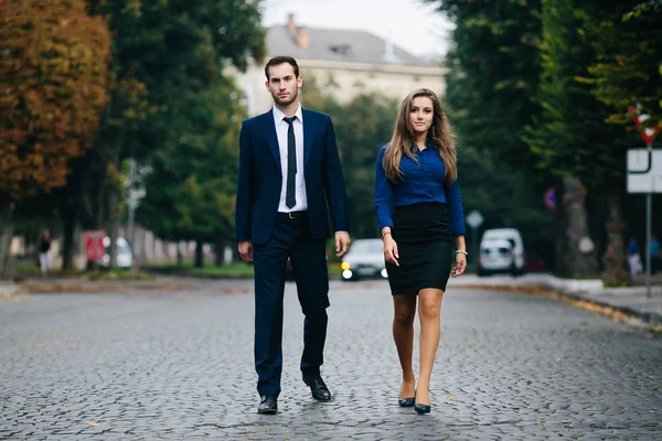 Man and woman walking