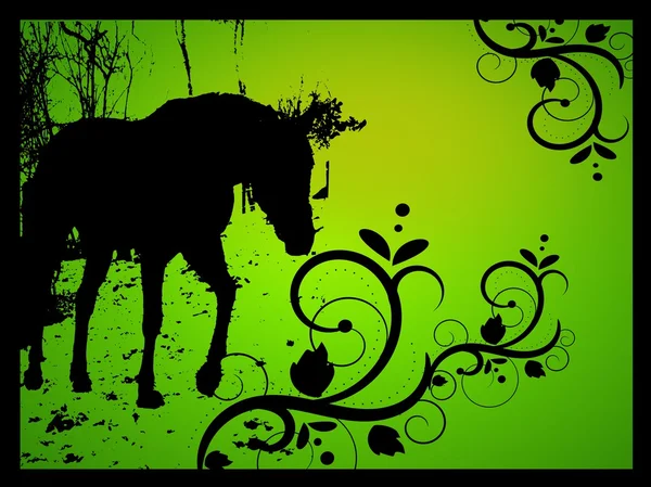 Green horse silhouette