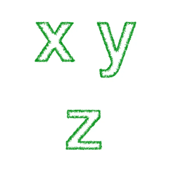 Green grass font set - lowercase letters x, y, z