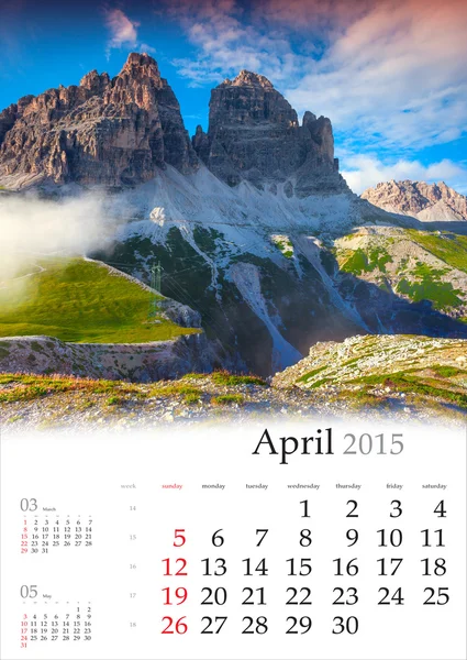 Calendar 2015. April.