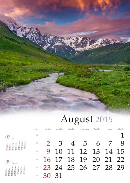 Calendar 2015. August
