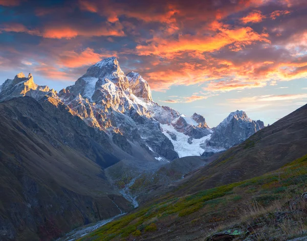 Sunrise in the Caucasus mountains.