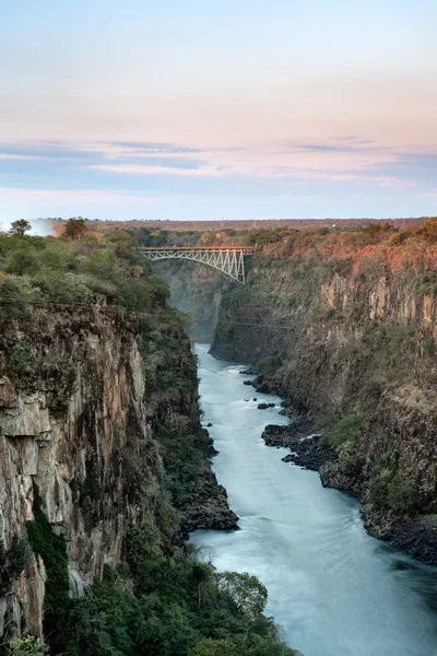 Victoria falls and the Zambezi River in Zimbabwe.