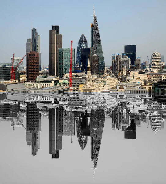 City of London one of the leading centres of global finance.This view includes Tower  Gherkin,Willis  Building, Stock Exchange Tower and Lloyds of London and Canary  Wharf at the background.