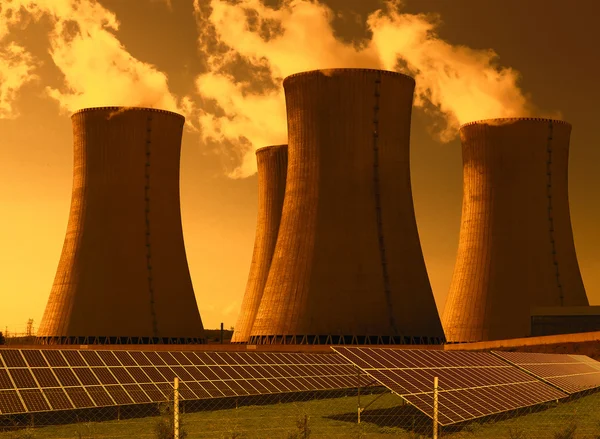 Nuclear power plant Dukovany with solar panels in Czech Republic Europe