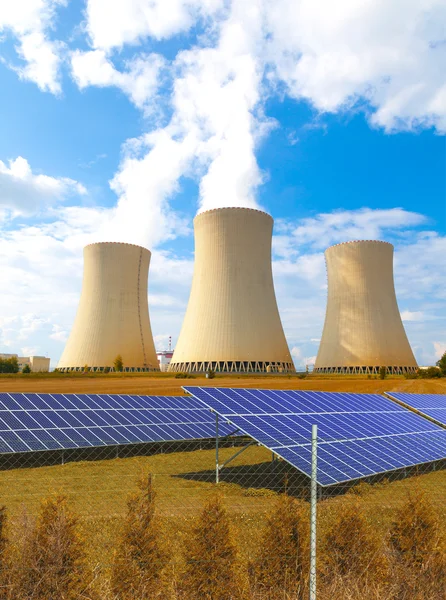 Nuclear power plant Dukovany with solar panels in Czech Republic Europe