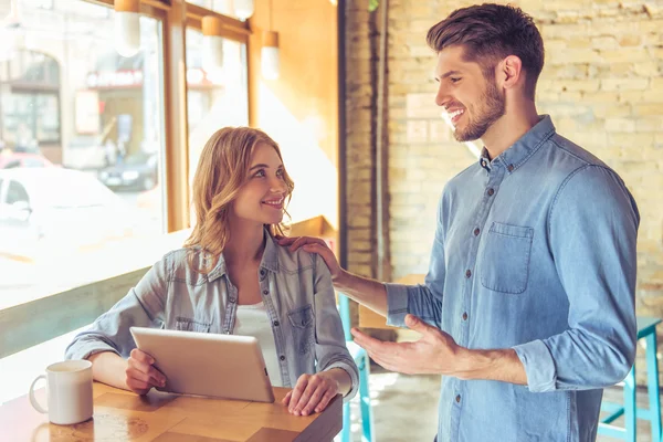 Young business people in the cafe