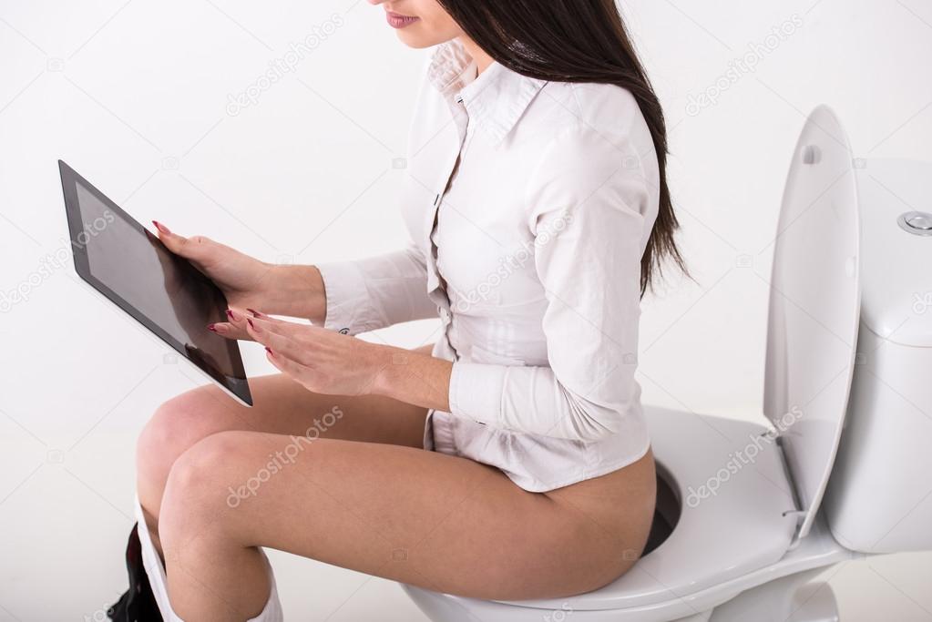 Woman Sittimg On Toilet 111