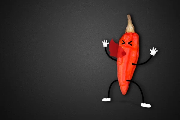 Chili character on Dark background texture. Blank for design, da