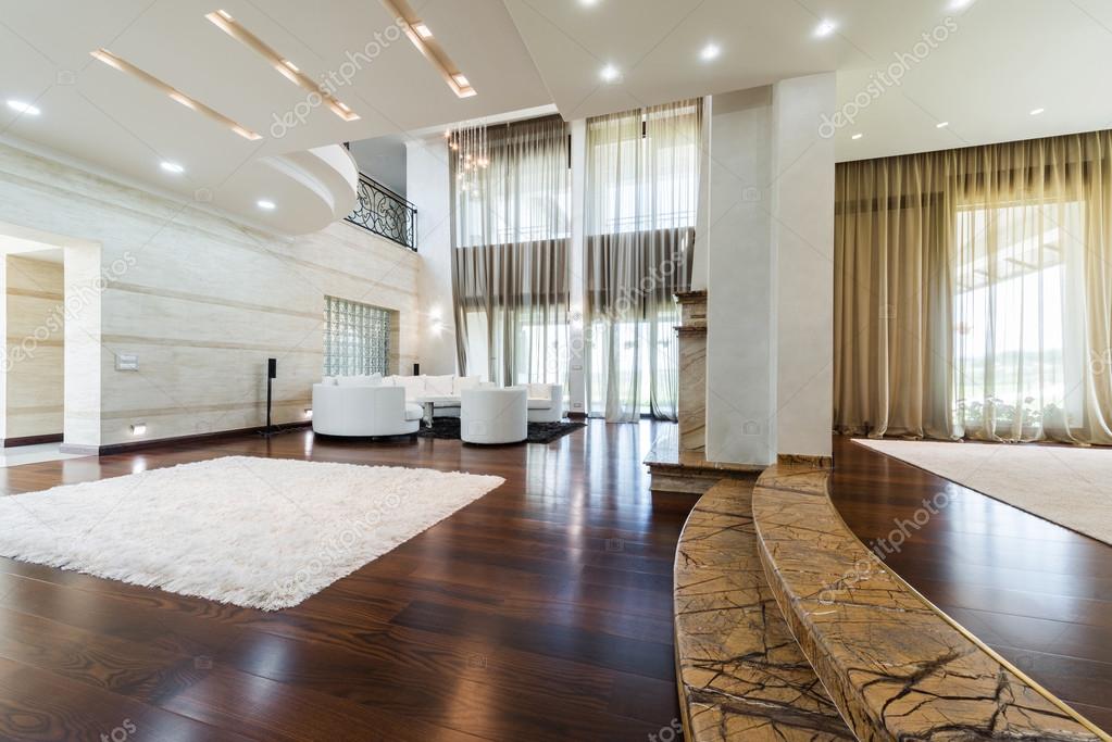 Moderne woonkamer interieur — stockfoto © markop #59855325 Openhaard woonkamer interieur