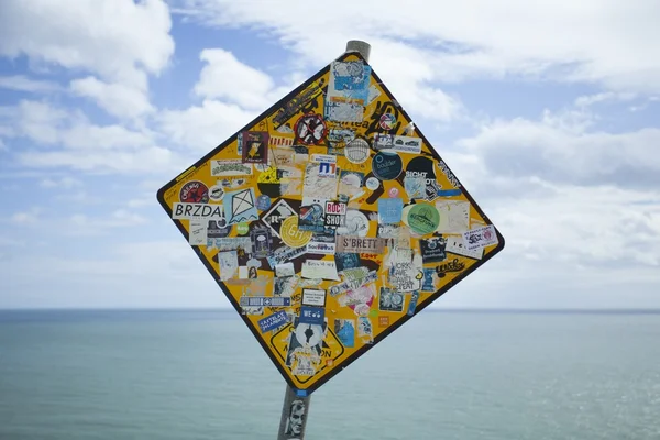 Sign covered with stickers in Dublin