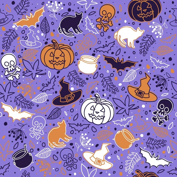 Seamless background. Holiday Halloween. Hand drawing. Vector ill