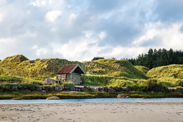 Norwegian landscape with small house