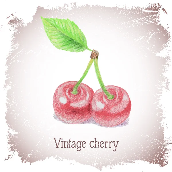 Vintage card with cherry.