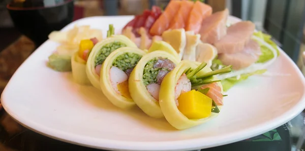 Sushi, sashimi, food art.