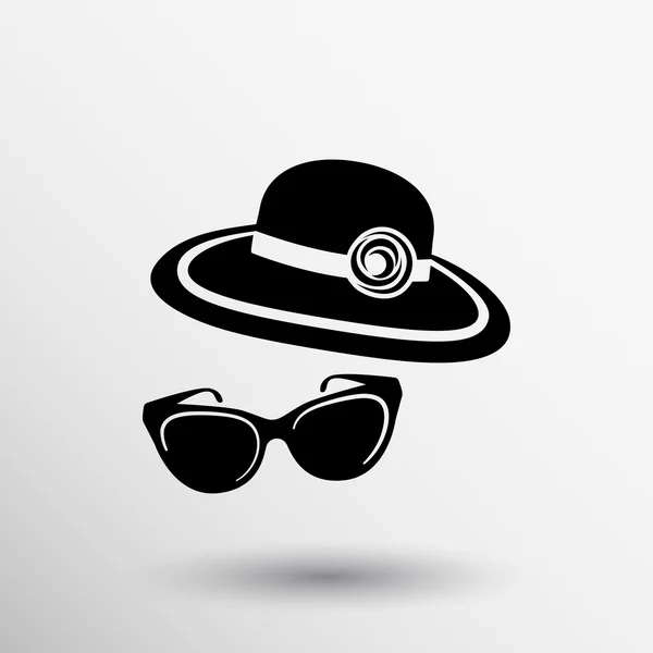 太阳帽子和太阳的眼镜图标符号的夏天 - 图库矢