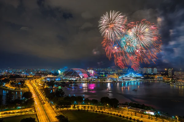 Beautiful Singapore national day fireworks at national stadium