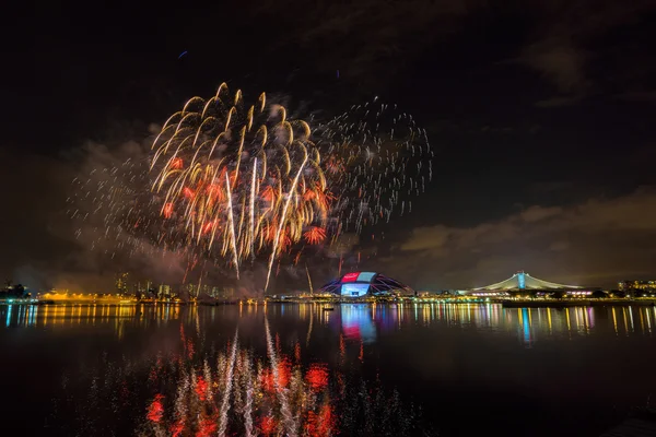 Beautiful Singapore national day fireworks at national stadium