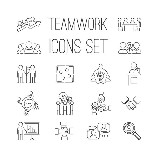 Business teamwork teambuilding outline icons