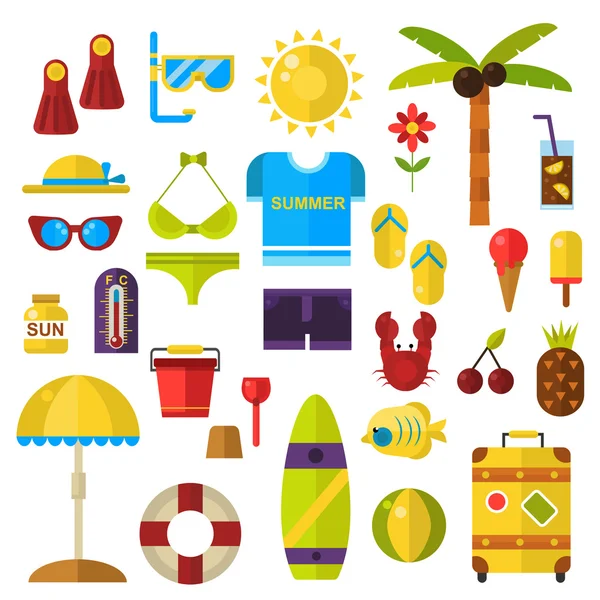 Summer symbols vector icons.