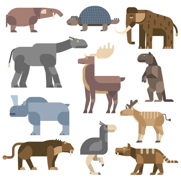 Ice age animals vector illustration.